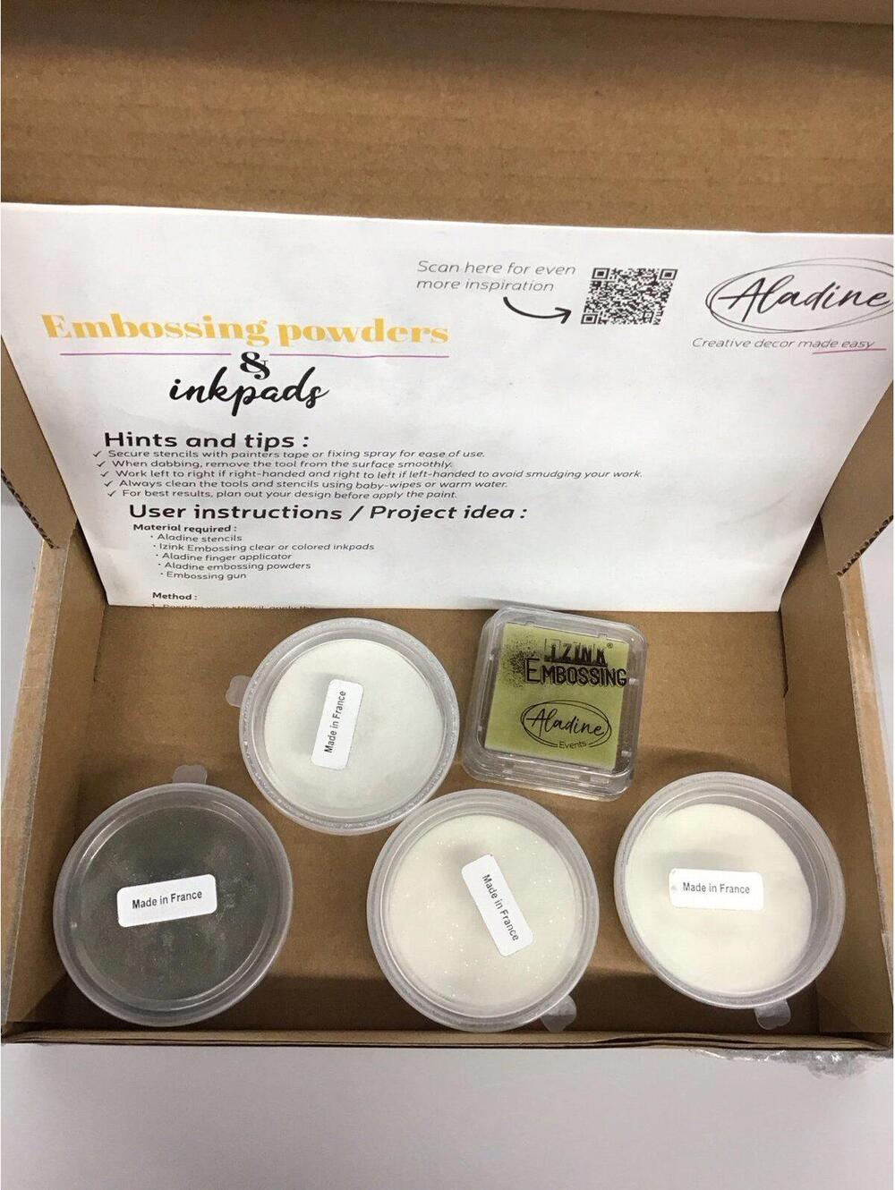 Aladine embossing powders and inkpad 5 pc new in box from HSN